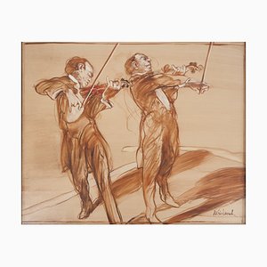 Claude Weisbuch, Musik: Concerto for Two Violins, Öl auf Leinwand, gerahmt