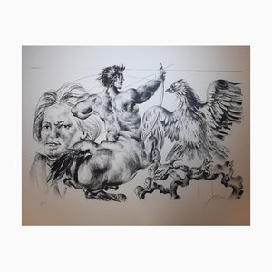 Hans Erni, Le Sagittaire, 1970, Original Lithographie