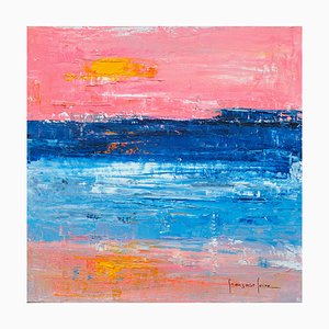 Francoise Laine, Pink Sunset, 2021, óleo sobre lienzo