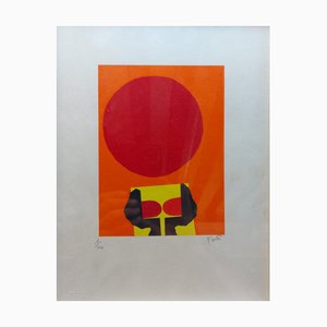 Luis Feito, Composition Orange, Lithographie Originale