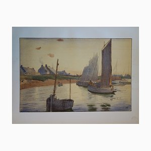 RA Ulmann, Tristesse sur la Mer, 1897, Lithographie Originale