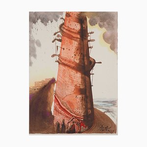 Salvador Dali, Biblia Sacra, La Tour de Babel, Lithographie