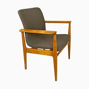 Mid-Century Italian Armchair in Solid Beech and Fabric by Anonima Castelli, 1960s