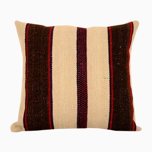 Square Striped Turkish Kilim Cushion Cover in Wool