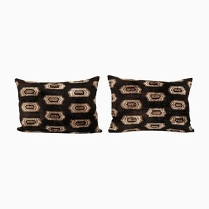 Decorative Throw Velvet Ikat Cushion Covers, Set of 2