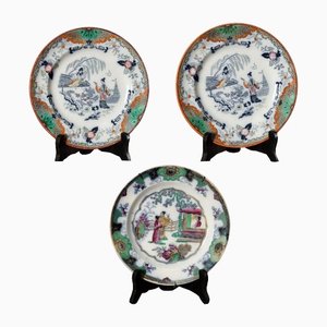 Handpainted Decorative Faience Plates from Ancienne Manufacture Royal, Set of 3