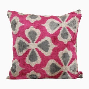 Pink Ikat Velvet Cushion Cover