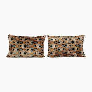 Housses de Coussin en Velours Ikat de Soie, Bronze, Set de 2