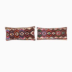 Vintage Emboridery Kilim Pillow Covers, Set of 2