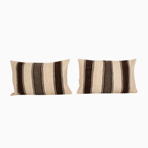 Striped Organic Hemp Kilim Cushion Covers, Set of 2