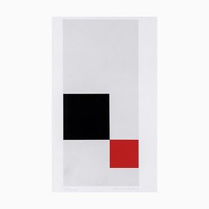 Jo Niemeyer, Komposition in Rot, Schwarz und Weiß, Siebdruck