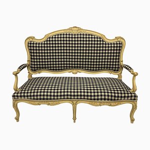 Louis XV Gingham Linen Sofa