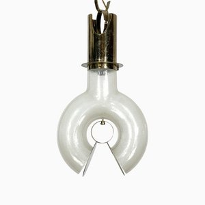 Lámpara de araña Mid-Century moderna de latón y Pulegoso de Carlo Nason para Mazzega