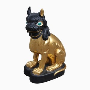 León chino de porcelana florentina de oro de 24 kt, 1970