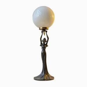 Lámpara de mesa italiana estilo Art Déco de bronce, años 80