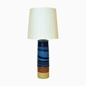 Vintage Blue Stoneware Table Lamp by Inger Persson for Rörstrand, Sweden, 1960s