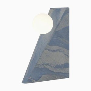 Azul Macaubas Marble Dieus L Table Lamp with F. Wooden Case by Sissy Daniele
