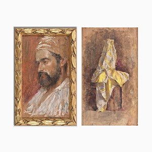 Amedeo Momo Simonetti, Dos temas, principios del siglo XX, óleo sobre tabla