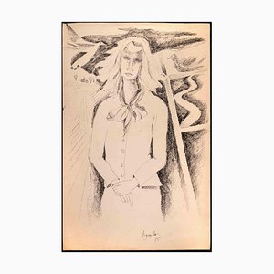 Dominique Agnello, Frau, Originalzeichnung, 1975