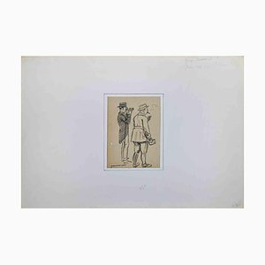 Pierre Georges Jeanniot, Two Men, Drawing, Early 20th-Century