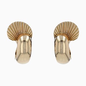 French 18 Karat Gold Clip Earrings, 1960s, Set of 2