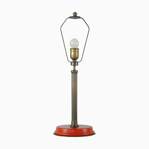 Lámpara de mesa alemana Art Déco de latón bronceado y baquelita, años 30