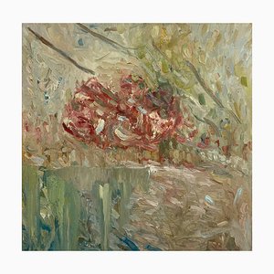 Francesca Owen, Roses in Bloom by the Lake, 2021, óleo sobre lienzo