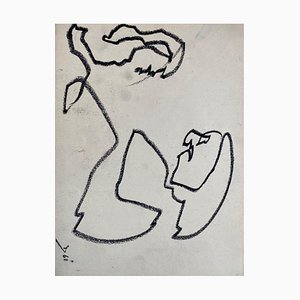 Julien Dinou, Dessin abstrait # 13, 1961, Oil Stick on Paper