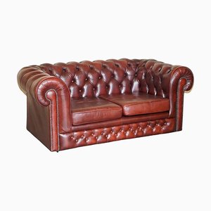 Oxblood Leder Chesterfield Gentleman's Club Sofa