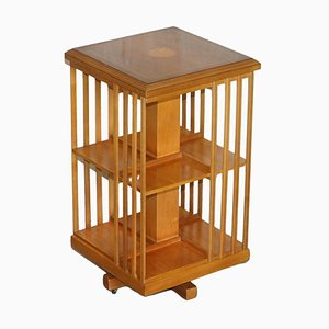 Sheraton Revival Burr Yew & Satinwood Revolving Bookcase