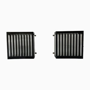 Modernist Black Square Metal and Glass Sconces from SSR, Germany, 1970s