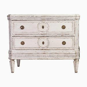 Swedish Gustavian Painted Chest of Drawers in Grey-White, 1870