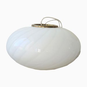 White Swirl Murano Glass Ceiling Lamp
