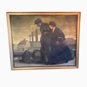 Berger, Paesaggio industriale, XIX secolo, Olio su tela, Incorniciato
