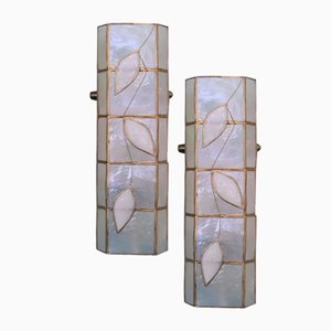Seashell & Brass Capiz Shell Wall Lamps, Set of 2