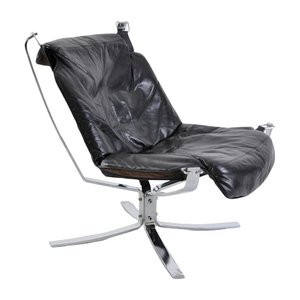 Vintage Chrome & Leather Falcon Chair by Sigurd Ressell for Vatne Lenestolfabrikk