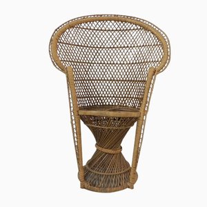 Kleiner Vintage Emmanuelle Stuhl aus Rattan & Bambus