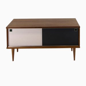 Small Teak Sideboard with Powder Pink and Black Doors, 1960s