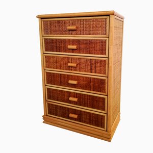 Small Bamboo & Rattan Chest of Drawers, 1970s