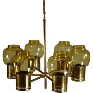 Mid-Century Swedish L64 Brass Chandelier by Hans-Agne Jakobsson for AB Markaryd, 1960s