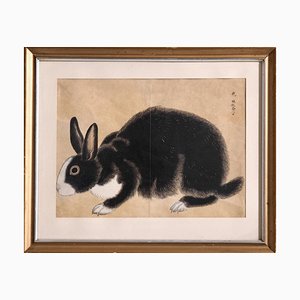 Japanese Painting, 19th-Century, Watercolor on Paper, Framed
