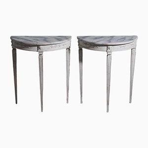 Swedish Demi-Lune Console Tables, Set of 2