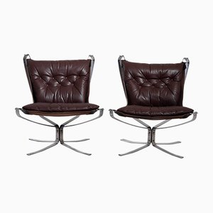 Falcon Chairs in Brown Leather, 1960s / 70s, Set of 2