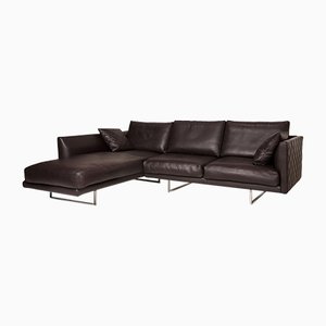 Dark Brown Leather Gyform Corner Sofa