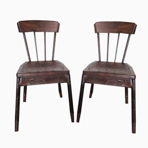 French Metal & Oak Chairs, 1929, Set of 2
