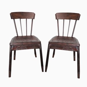 Set of French Metal & Oak Chairs, 1929