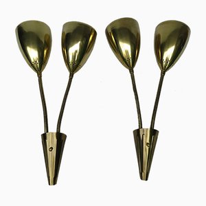 Brass Wall Lights with Flexible Arms, Set of 2