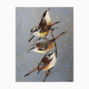 Magdalena Nalecz, Grey Antbird and Slaty Bristlefront, 2021, Acrylic on Canvas