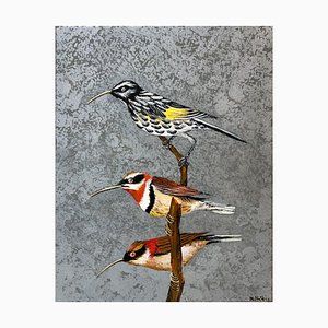 Magdalena Nalecz, Gray Antbird and Slaty Bristlefront, 2021, Acrylique sur Toile