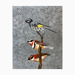 Magdalena Nalecz, Grey Antbird and Slaty Bristlefront, 2021, Acrylic on Canvas